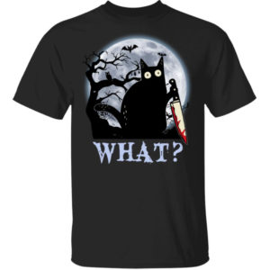Black Cat What Murderous With Knife Halloween Shirt