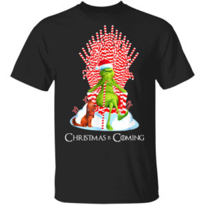 Christmas Grinch Is Coming Candy Cane Throne Shirt