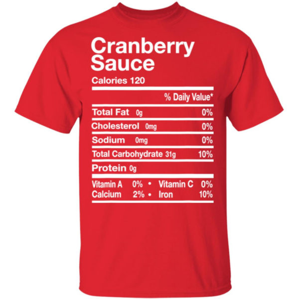 Cranberry Sauce Nutrition Facts Thanksgiving Shirt