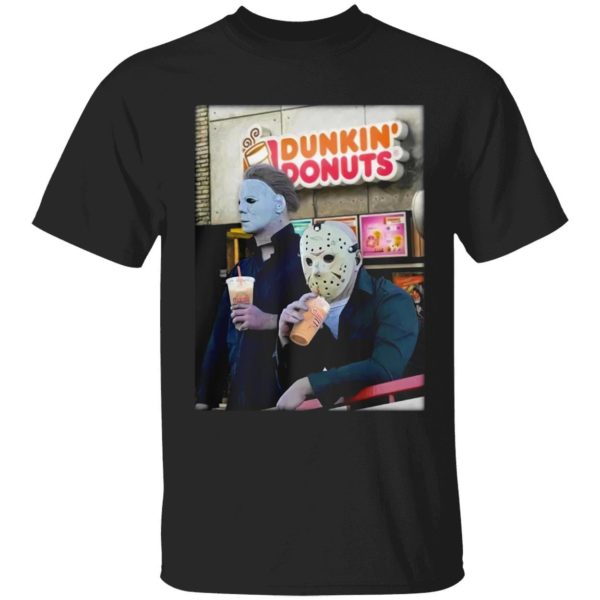 Michael Myers And Jason Voorhees Drink Dunkin' Donuts Shirt