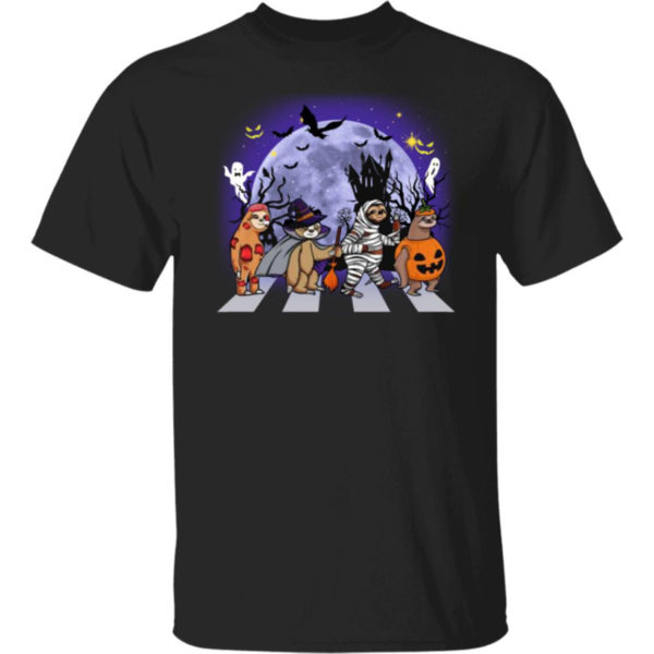 Sloths Witch Pumpkin Abbey Road Halloween Shirt