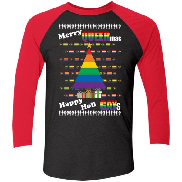 Merry Queer Mas Happy Holi Gays Christmas Sleeve Raglan Shirt