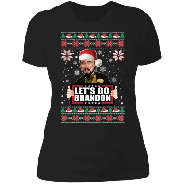 Leonardo Dicaprio Laughing Let's Go Brandon Christmas Ladies Boyfriend Shirt