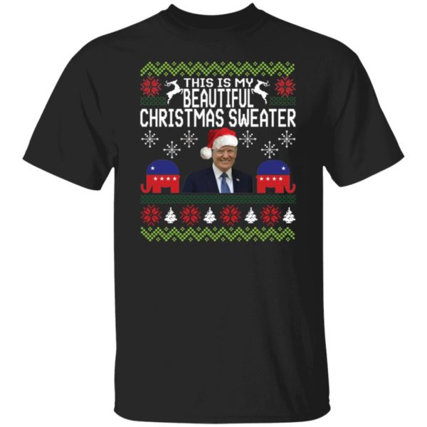 Trump This Is My Beautiful Ugly Christmas Sweater Let's Go Brandon Shirt