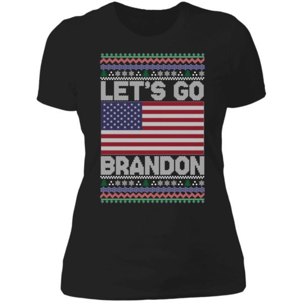 Let's Go Brandon Us Flag Christmas Ladies Boyfriend Shirt