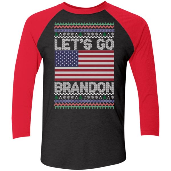 Let's Go Brandon Us Flag Christmas Sleeve Raglan Shirt