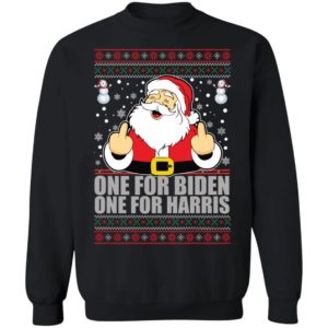 Santa Middle Finger One For Biden One For Harris Christmas Sweatshirt
