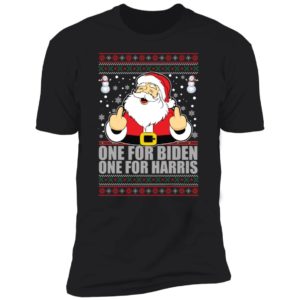 Santa Middle Finger One For Biden One For Harris Christmas Premium SS T-Shirt