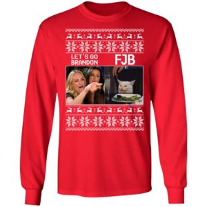 Woman Yelling Cat Meme Let's Go Brandon FJB Christmas Long Sleeve Shirt