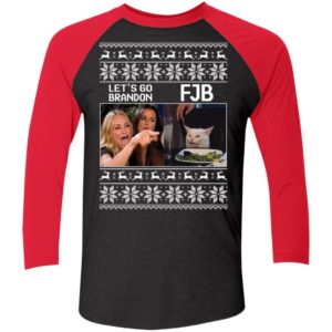 Woman Yelling Cat Meme Let's Go Brandon FJB Christmas Sleeve Raglan Shirt