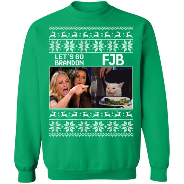 Woman Yelling Cat Meme Let's Go Brandon FJB Christmas Sweatshirt