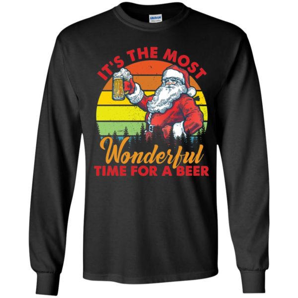 Santa It's The Most Wonderful Time For A Beer Christmas Long Sleeve Shirt