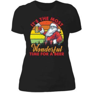 Santa It's The Most Wonderful Time For A Beer Christmas Ladies Boyfriend Shirt