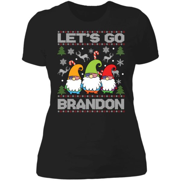 Gnome Let's Go Brandon Christmas Ladies Boyfriend Shirt
