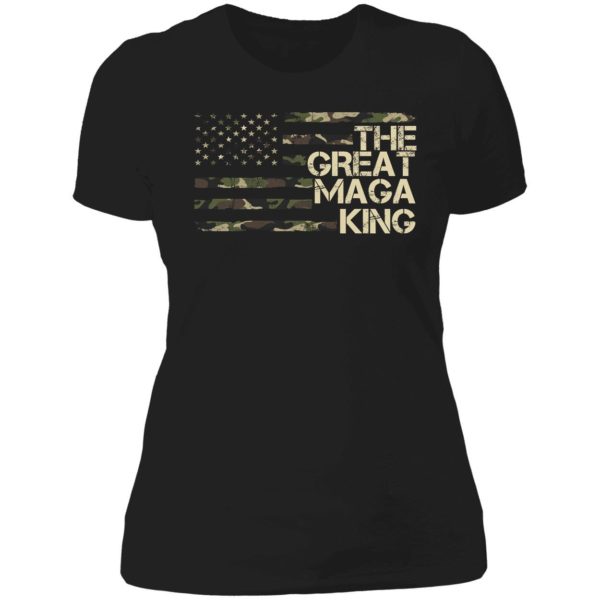 The Great Maga King Camo Flag Ladies Boyfriend Shirt