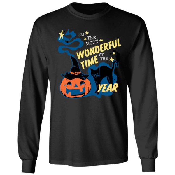 Black Cat Pumpkin It's The Most Wonderful Time Of The Year Long Sleeve Shirt