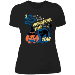 Black Cat Pumpkin It's The Most Wonderful Time Of The Year Ladies Boyfriend Shirt