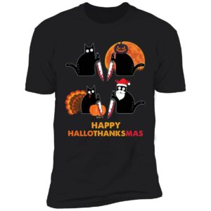Black Cat Happy Hallothanksmas Premium SS T-Shirt