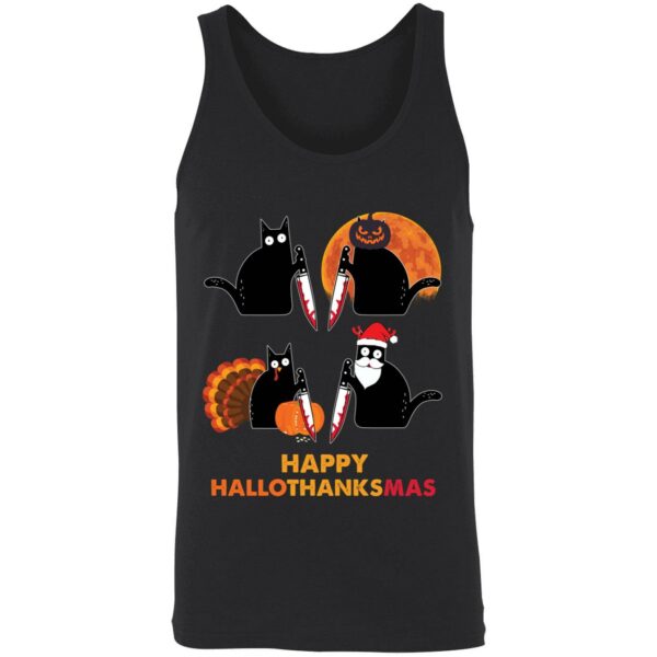Black Cat Happy Hallothanksmas Shirt 8 1