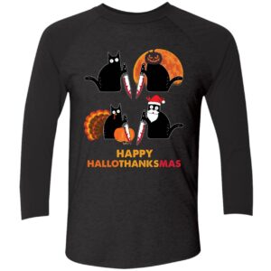 Black Cat Happy Hallothanksmas Shirt 9 1