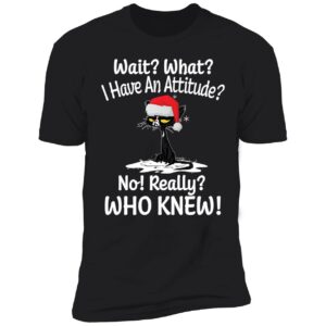 Black Cat I Have An Attitude Christmas Premium SS T-Shirt