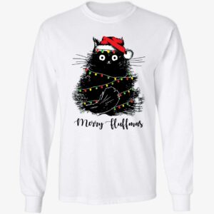 Black Cat Merry Fluffmas Christmas Long Sleeve Shirt