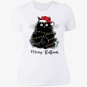 Black Cat Merry Fluffmas Christmas Ladies Boyfriend Shirt