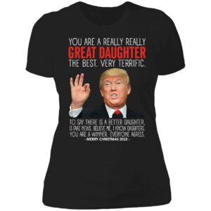 Great Daughter Trump Merry Christmas 2022 Ladies Boyfriend Shirt