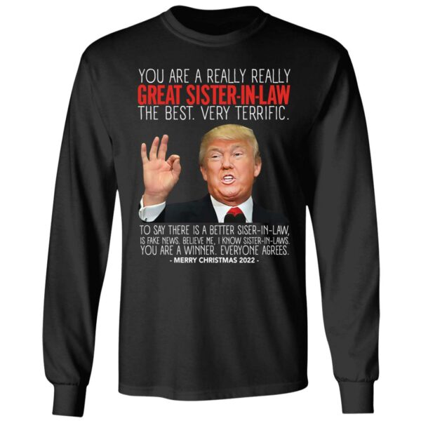 Great Sister In Law Trump Merry Christmas 2022 Long Sleeve Shirt