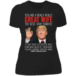 Great Wife Trump Merry Christmas 2022 Ladies Boyfriend Shirt