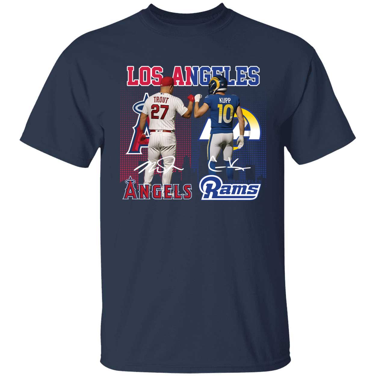 Mike Trout Los Angeles Angels Cooper Kupp Los Angeles Rams Signature Premium SS T-Shirt Mike Trout Los Angeles Angels Cooper Kupp Los Angeles Rams Signature Premium SS T-Shirt - Image 2