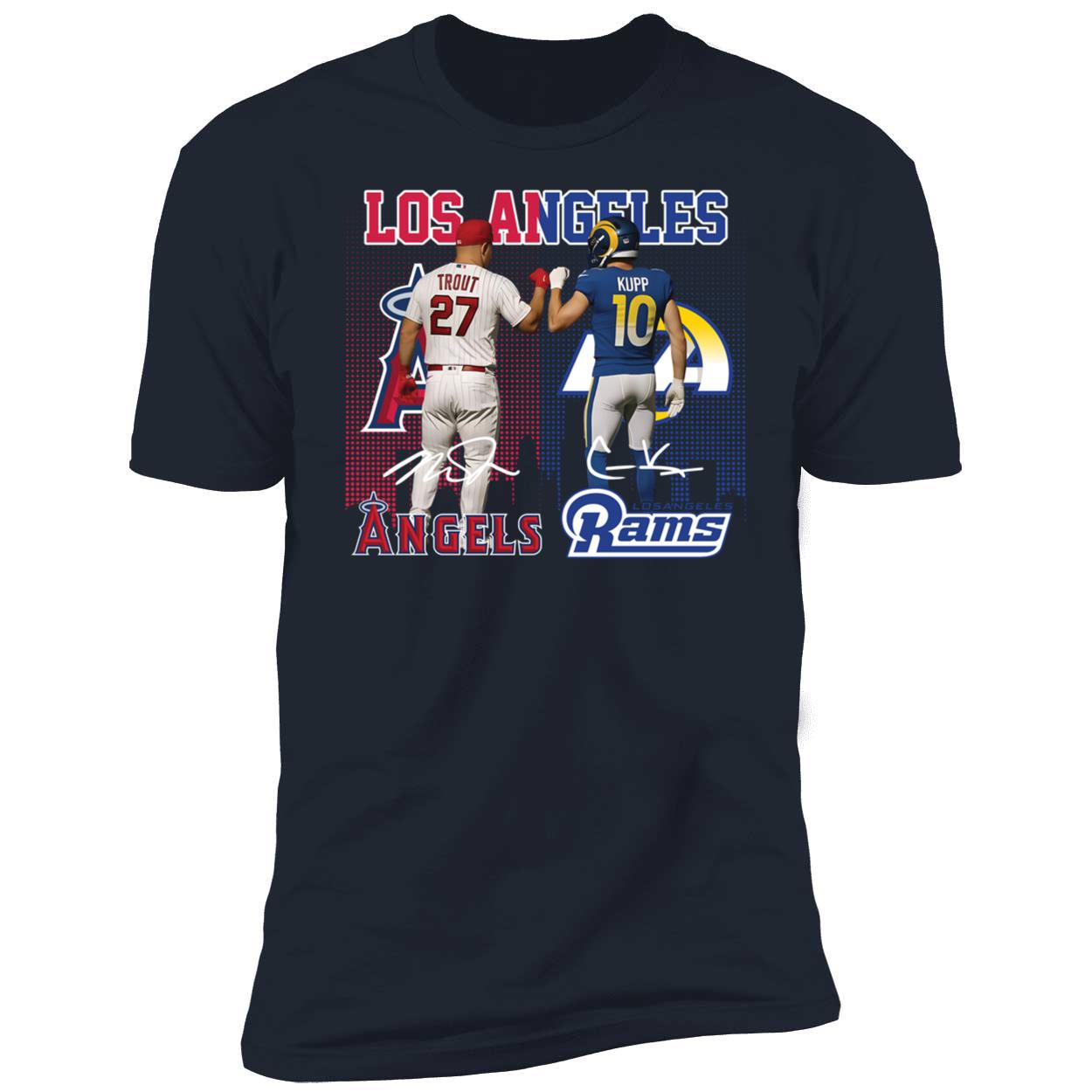 Mike Trout Los Angeles Angels Cooper Kupp Los Angeles Rams Signature Premium SS T-Shirt Mike Trout Los Angeles Angels Cooper Kupp Los Angeles Rams Signature Premium SS T-Shirt