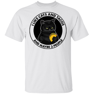 Black Cat I Like Cats And Tacos And Maybe 3 People Shirt