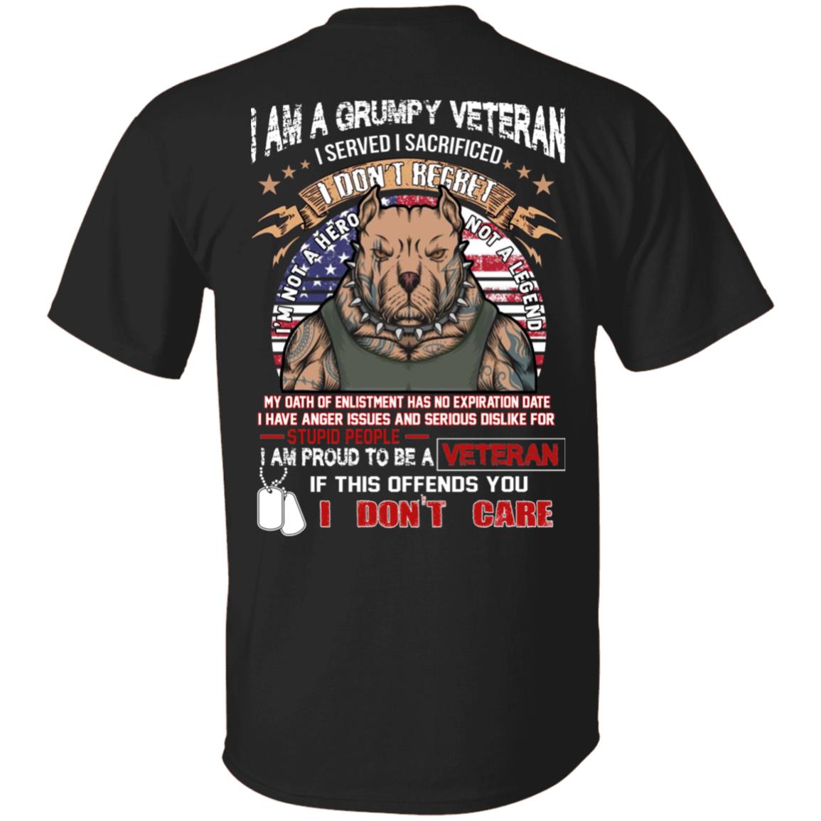 Pitbull I Am A Grumpy Veteran I Served I Sacrificed I Don't Regret Shirt