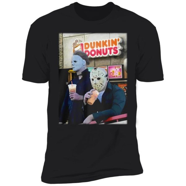 Michael Myers And Jason Voorhees Drink Dunkin' Donuts Premium SS T-Shirt