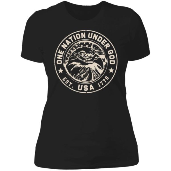 Eagle One Nation Under God Est USA 1776 Ladies Boyfriend Shirt