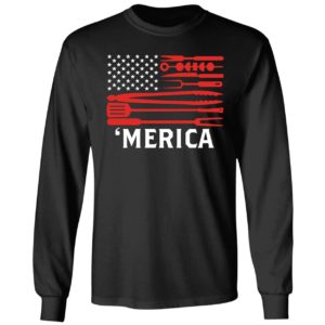 Merica BBQ Flag Long Sleeve Shirt