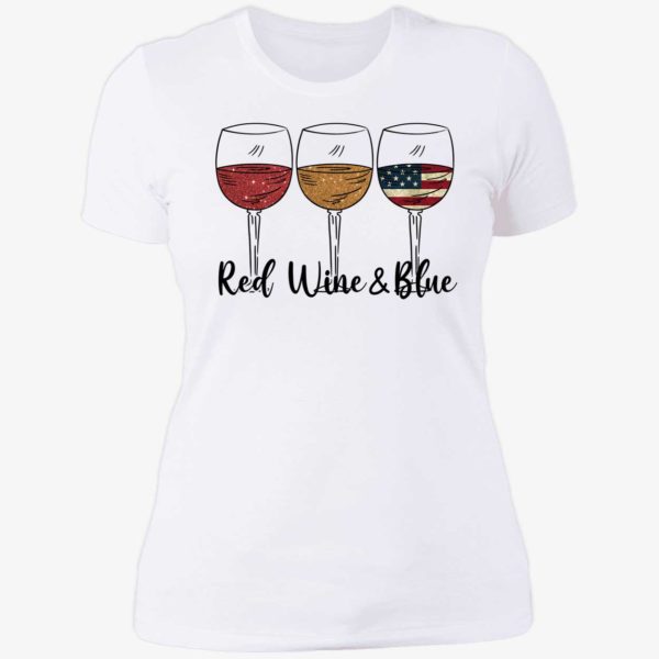 Red Wine And Blue 4th Of July Ladies Boyfriend Shirt
