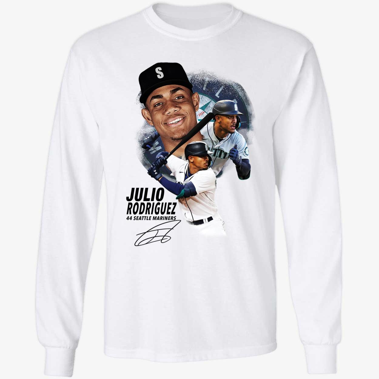 OneRockin Julio Rodriguez 44 Seattle Mariners Long Sleeve Shirt