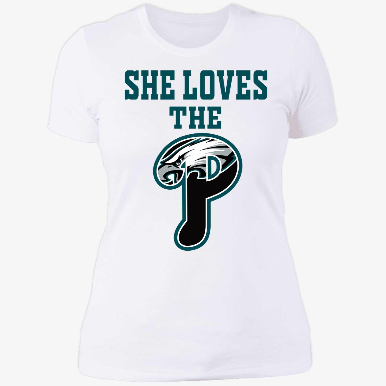 OneRockin She Loves The Philadelphia Eagles Ladies Boyfriend Shirt