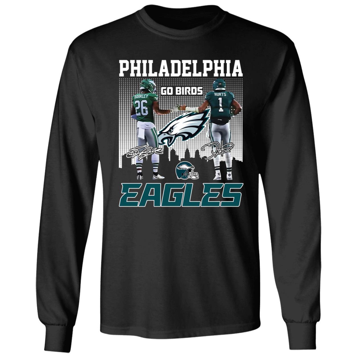 Saquon Barkley And Jalen Hurts Philadelphia Eagles Go Birds Long Sleeve ...