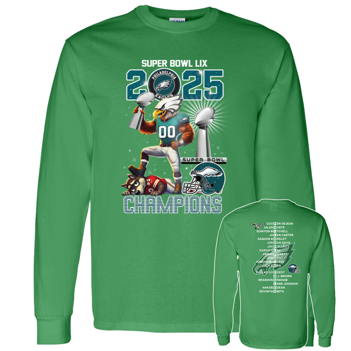 [Front + Back] Philadelphia Eagles Super Bowl Lix 2025 Champions Long ...